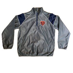 CHICAGO BEARS NFL G-111 Gray Windbreaker Pullover Track Jacket